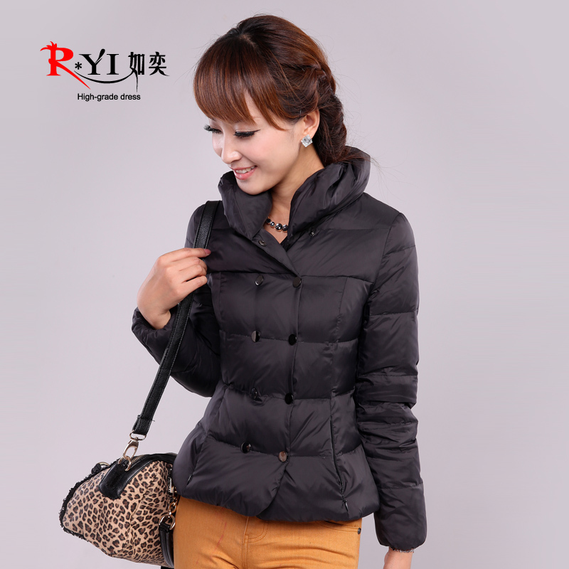 Short design down coat female 2012 double breasted slim down coat