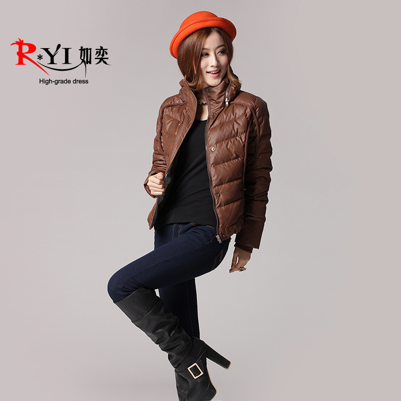 Short design down coat female 2012 fashion slim wool knitted three-dimensional decoration down coat
