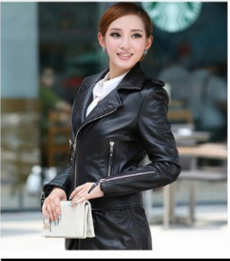 Short design leather jacket thickening outerwear overcoat female