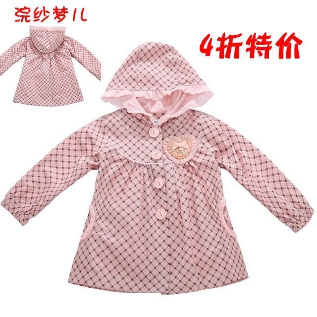 Short in size ! 2013 autumn clothing female child trench hat 100% cotton baby children