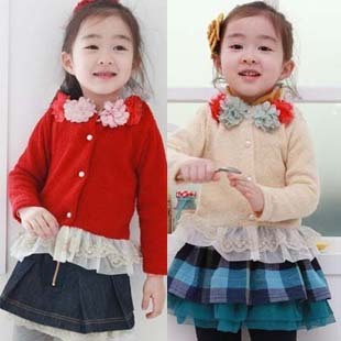 Short in size ! children's clothing female child spring 2013 flower cardigan baby outerwear 0305-j94