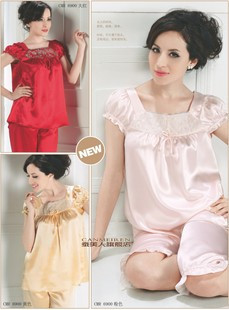 Short in size mulberry silk sleepwear short-sleeve twinset sleepwear female silk cmr6900