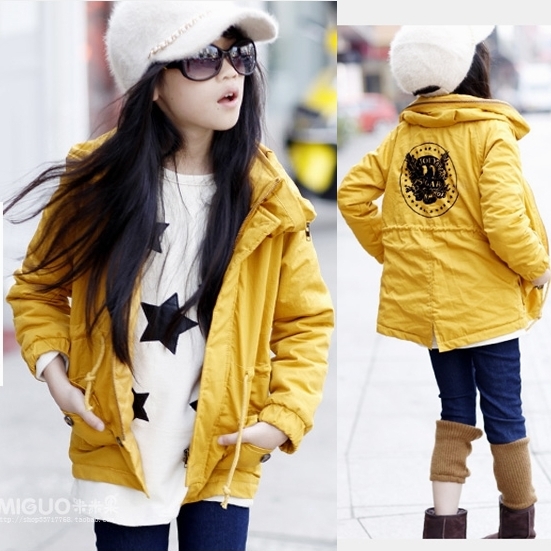 Short in size zipper double layer irregular collar slim waist wadded jacket 2012 female child cotton-padded trench cotton-padded