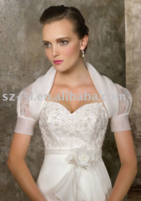 Short sleeve bridal wedding jacket SL-98