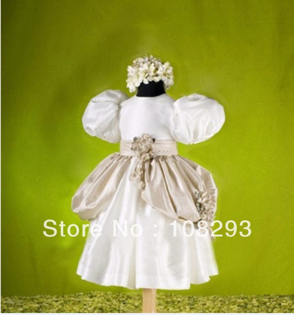 Short Sleeve Handmade Flower Communion Dresses for communion dresses for girls