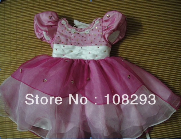 Short Sleeve Mei red and White cupcake dress Organza baby flower girl dresses pageant dresses