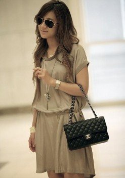 Short Sleeve Sexy Dress Golden free shipping P10041704