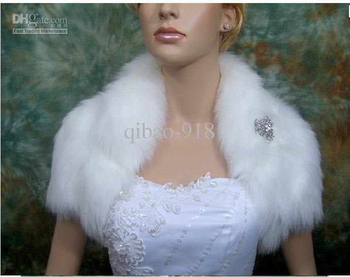 Short Sleeves Faux Fur New Bridal Wedding Wrap/Bolero/Coat/Shawl/Jacket Ivory