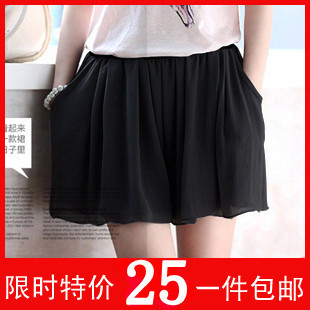 Shorts chiffon skirt pants female high waist shorts loose shorts plus size legging .