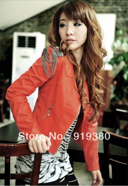 Shoulder badges/Stylish shoulder small leather ladies' short coat , C 268 / Free shipping