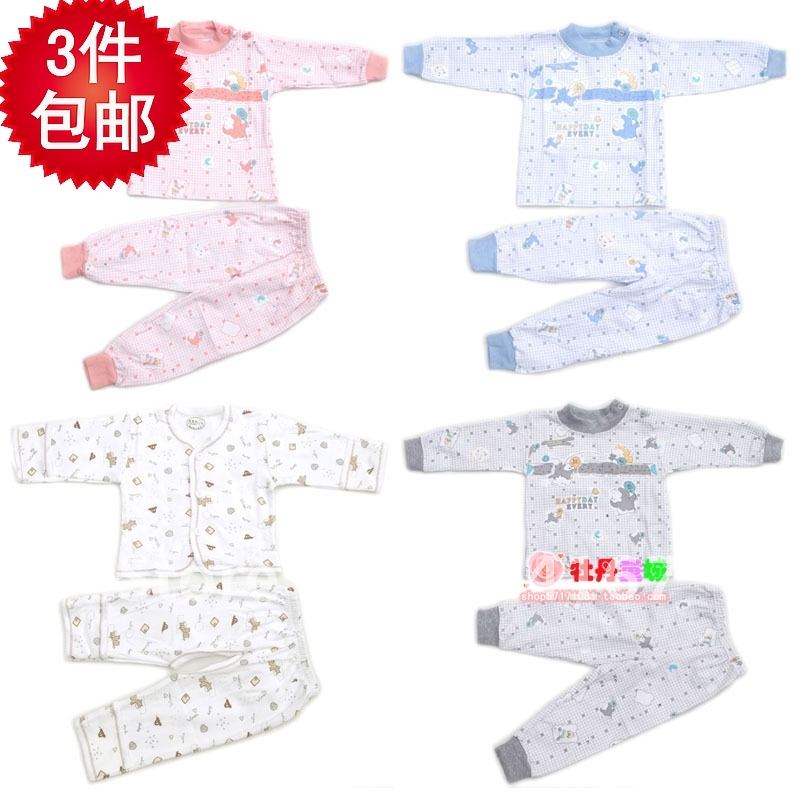 Shoulder button to open infant child 100% cotton underwear set long johns long johns dual lines, 100% cotton