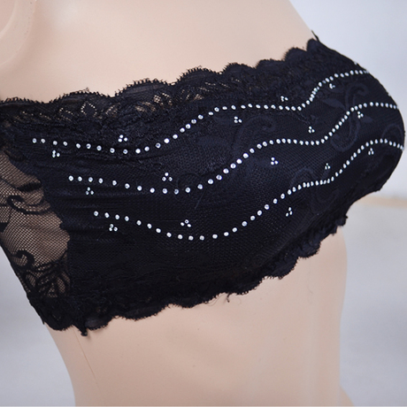 Shoulder strap buckle decoration lace tube top female short design solid color tube top around the chest anti emptied all-match