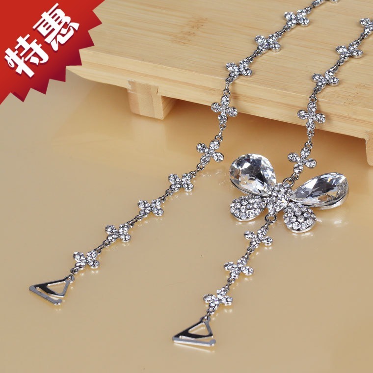 shoulder strap large butterfly four-leaf flower crystal pectoral girdle diamond invisible tape Bra straps