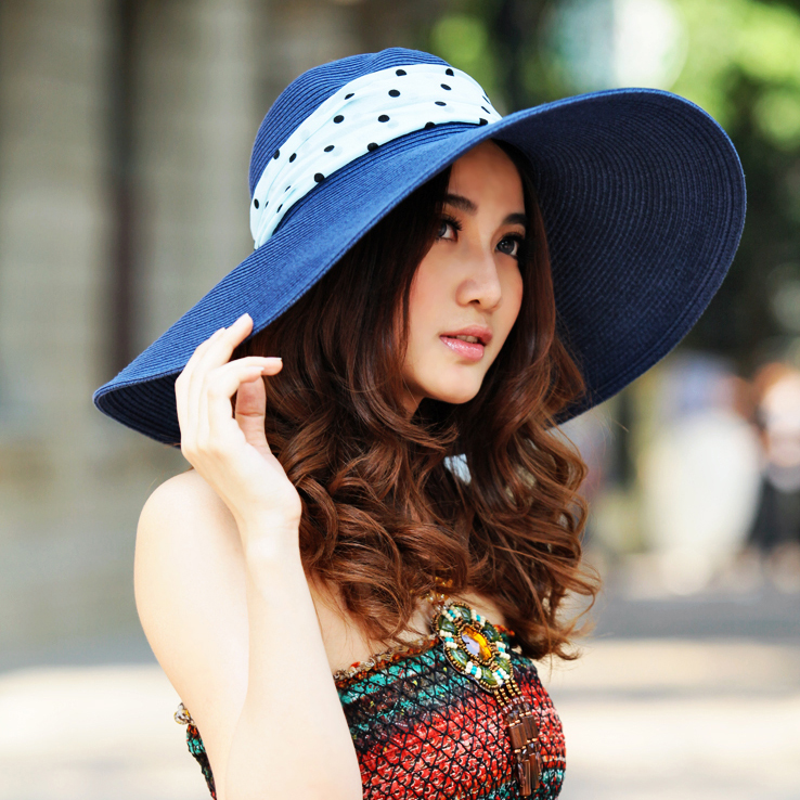 Siggi aesthetic silk scarf bow hat female summer sunbonnet strawhat big sun hat beach hat