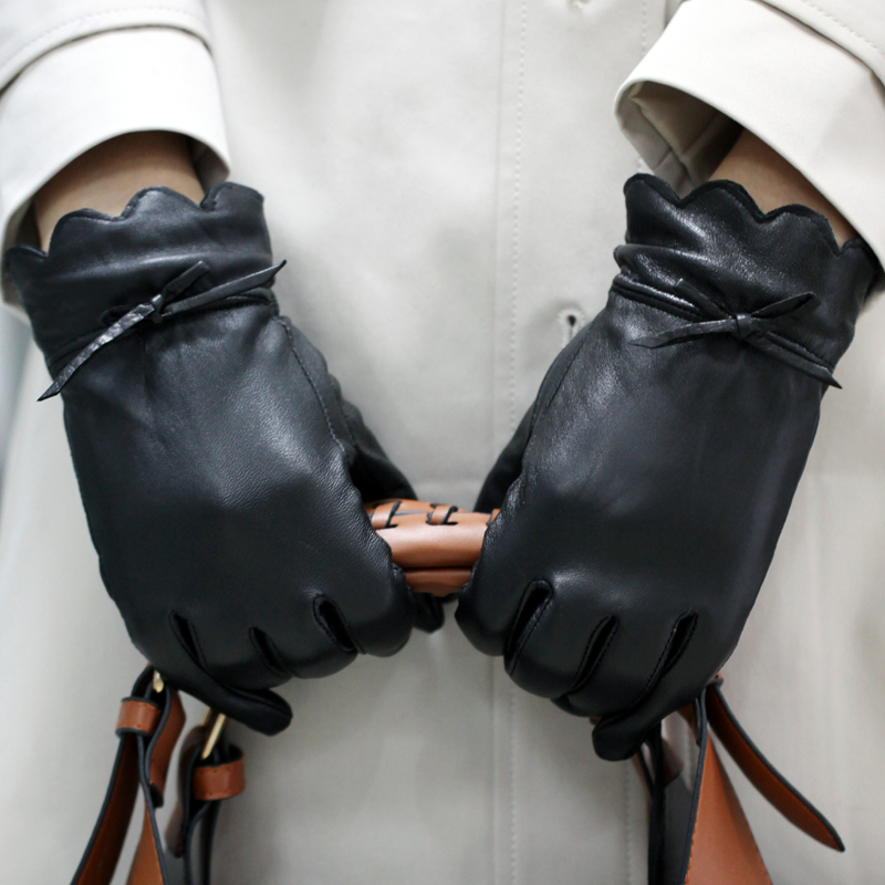 Siggi formal elegant plus velvet thermal sheepskin  women's autumn and winter fashion sheepskin genuine leather gloves