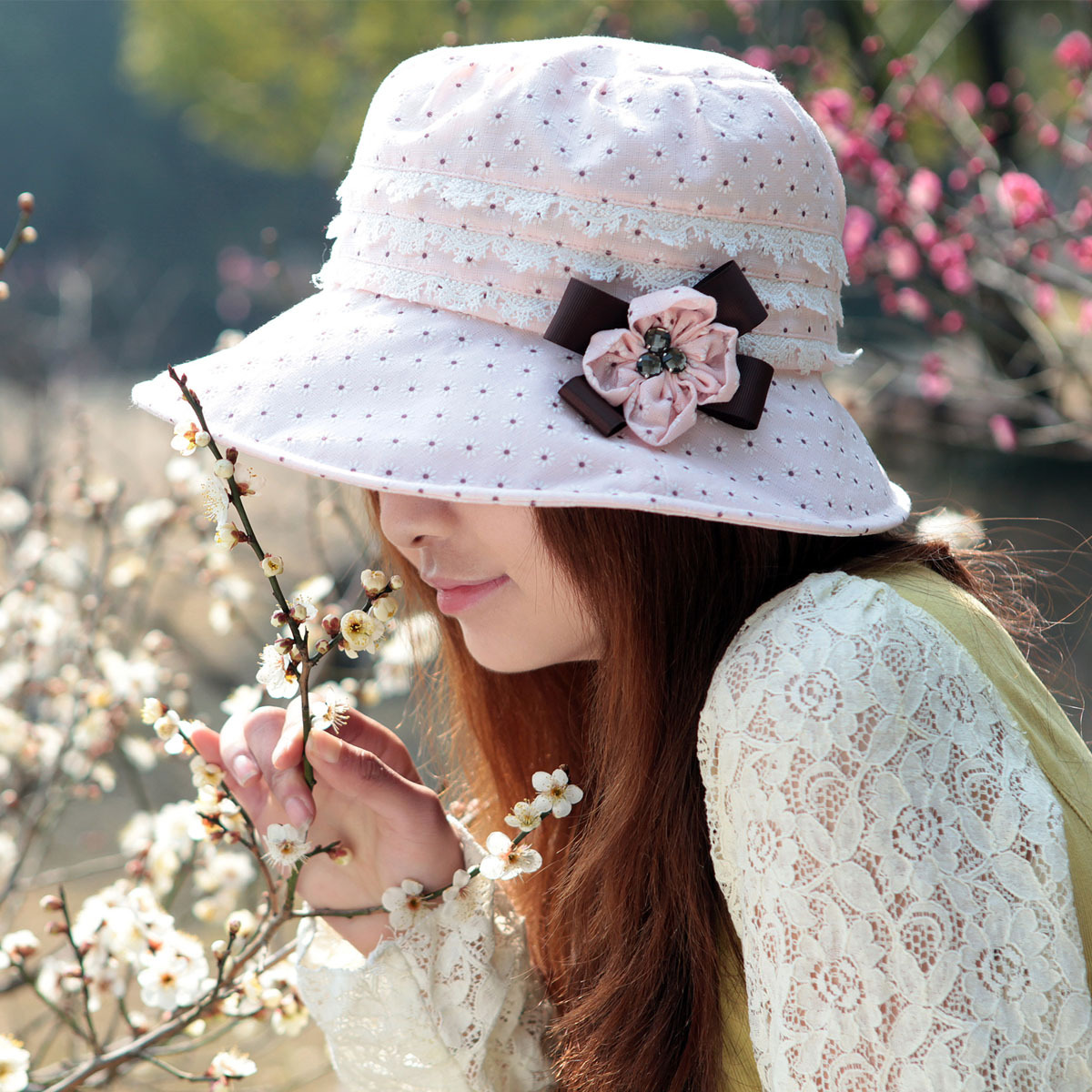 Siggi hat female summer sunbonnet hat female spring and autumn rustic pure lace border beret