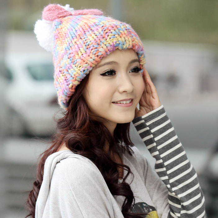 Siggi hat female winter candy bow knitted hat female winter hat knitted hat