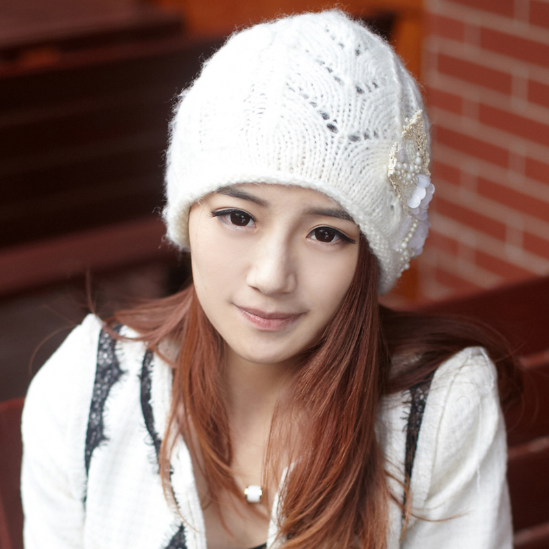 Siggi sweet lace bow knitted hat female winter autumn and winter pocket hat knitted hat