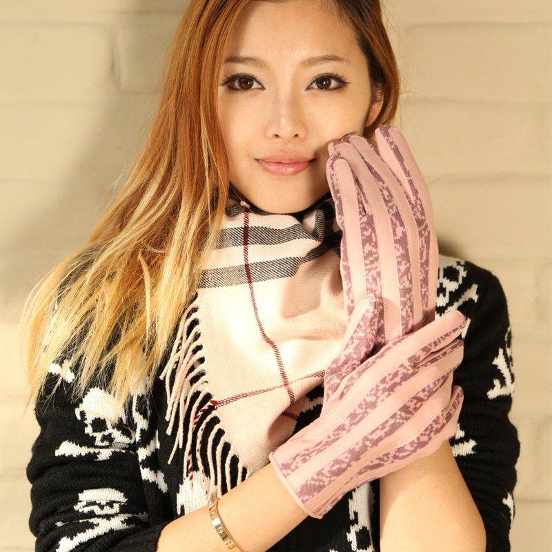 Siggi women's thermal leather finger gloves elegant leopard print gloves