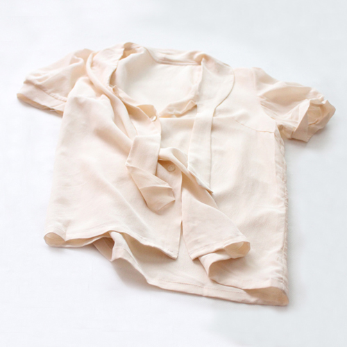 Silk . formal bow tie loose bubble short-sleeve shirt top a191