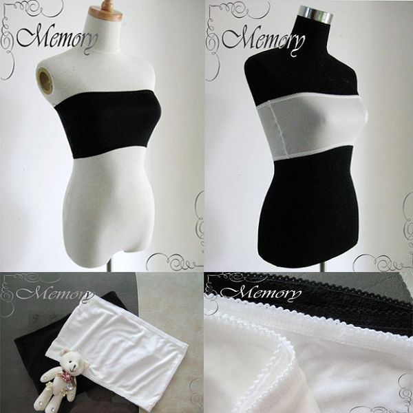 Silk knitted tube top black-and-white 2 short design tube top