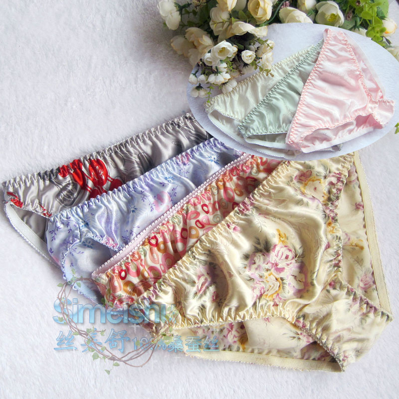 Silk panties female mulberry silk briefs xxl silk plus size