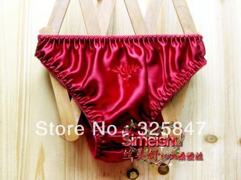 Silk panties female mulberry silk trigonometric panties low-waist lingerie care