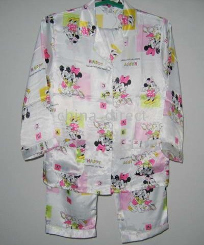 Silk Satin 10sets/lot Pajama Lingerie Pajamas Sleepwear Robe nightsuit pjs Boys Girls