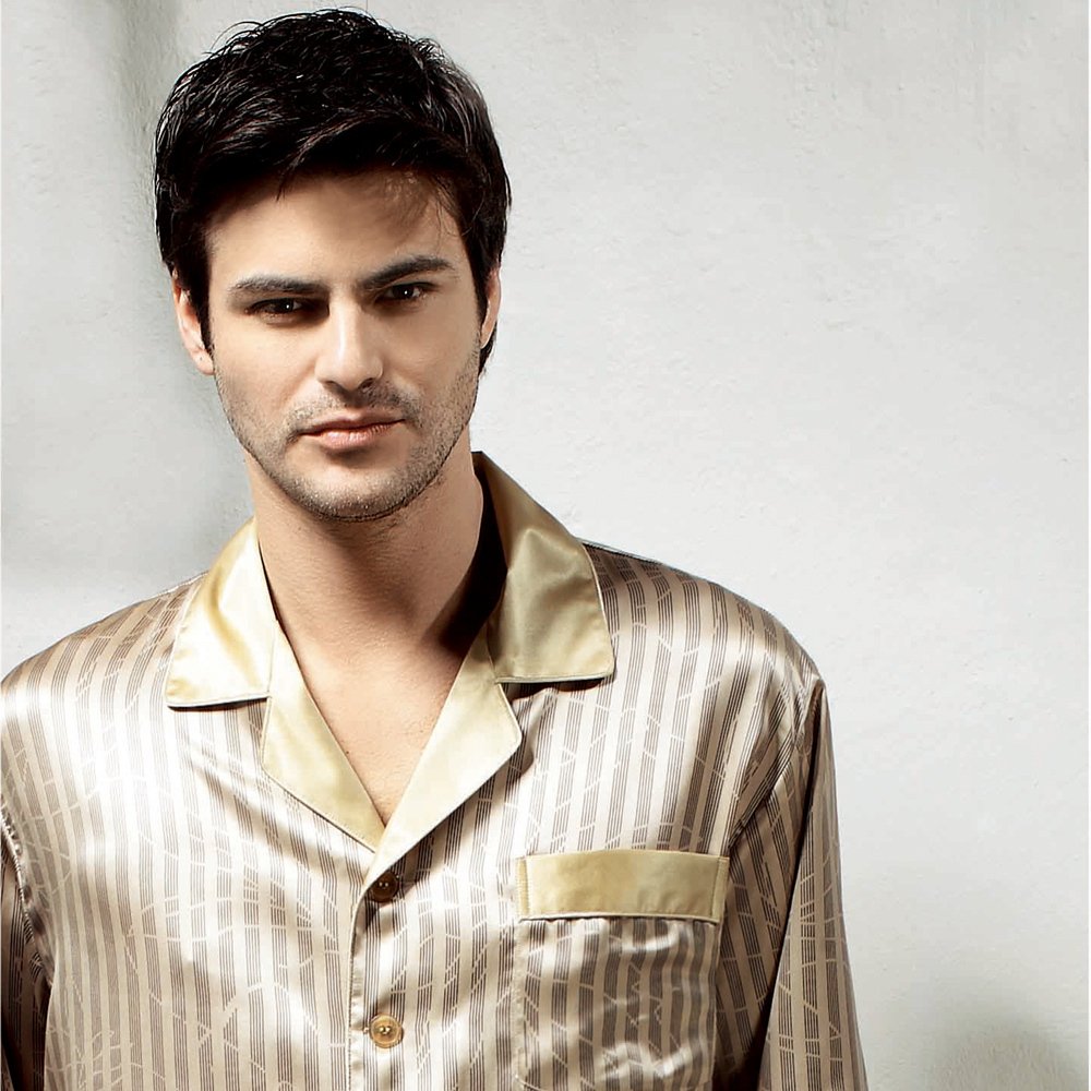 Silk sleep set male mulberry silk short-sleeve twinset summer silk