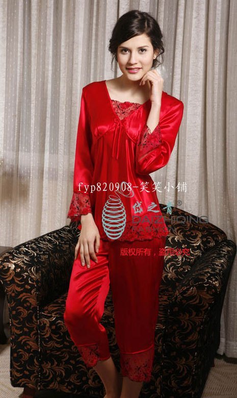 Silk sleepwear silk soft comfortable home casual sleepwear sistance nightgown