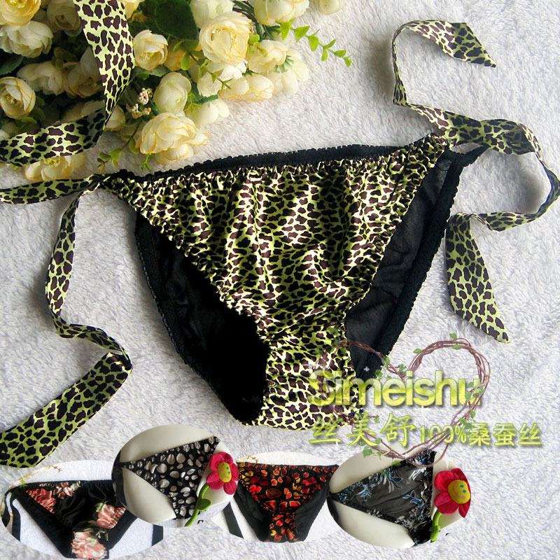 Silk underwear silk t thong lacing women's silk panties on sale