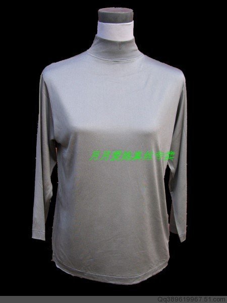 Silk women's silk knitted turtleneck long-sleeve top three quarter sleeve basic shirt 2