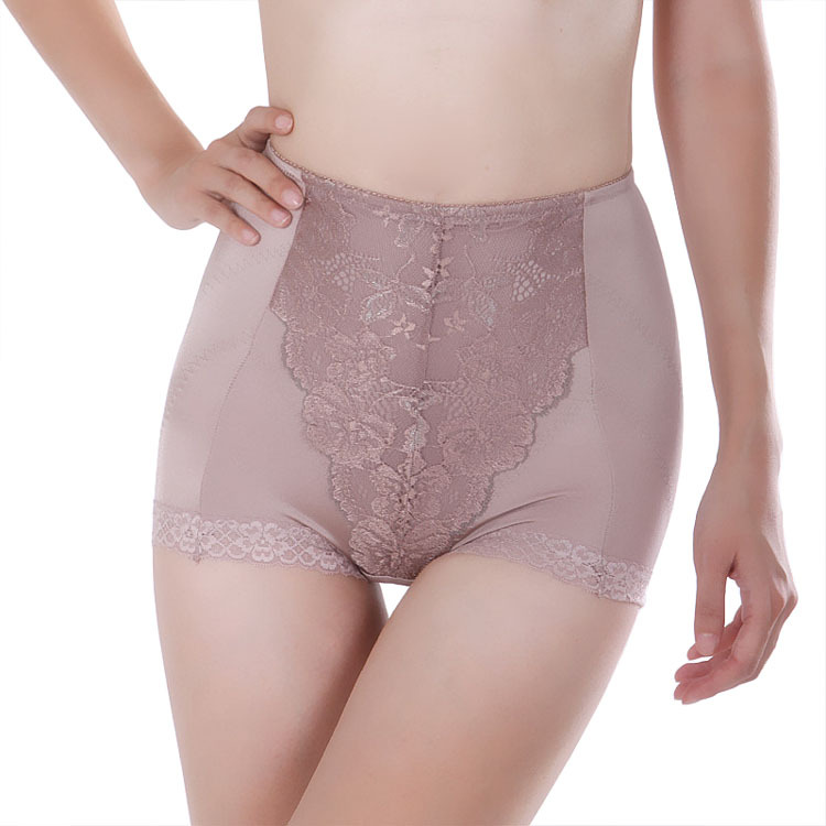 Silky fabric seamless thin mid waist abdomen drawing butt-lifting corset boxer panties summer body shaping pants