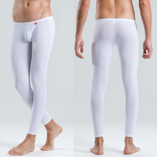 Silky sexy looch low-waist male 9 pants tight legging male long johns multicolor