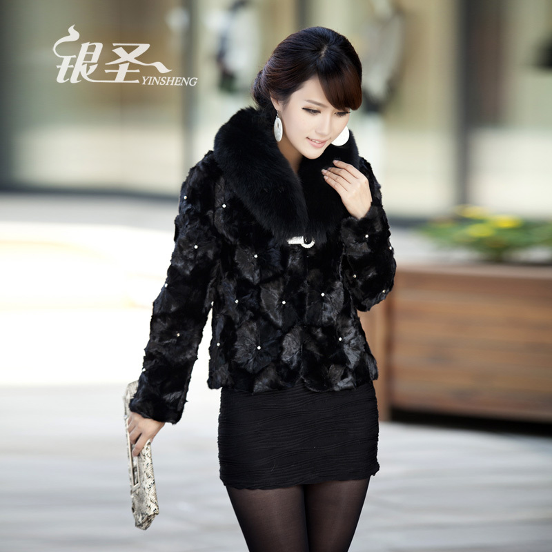 Silver 2012 fox fur mink hair fight mink short design women's fur coat marten overcoat