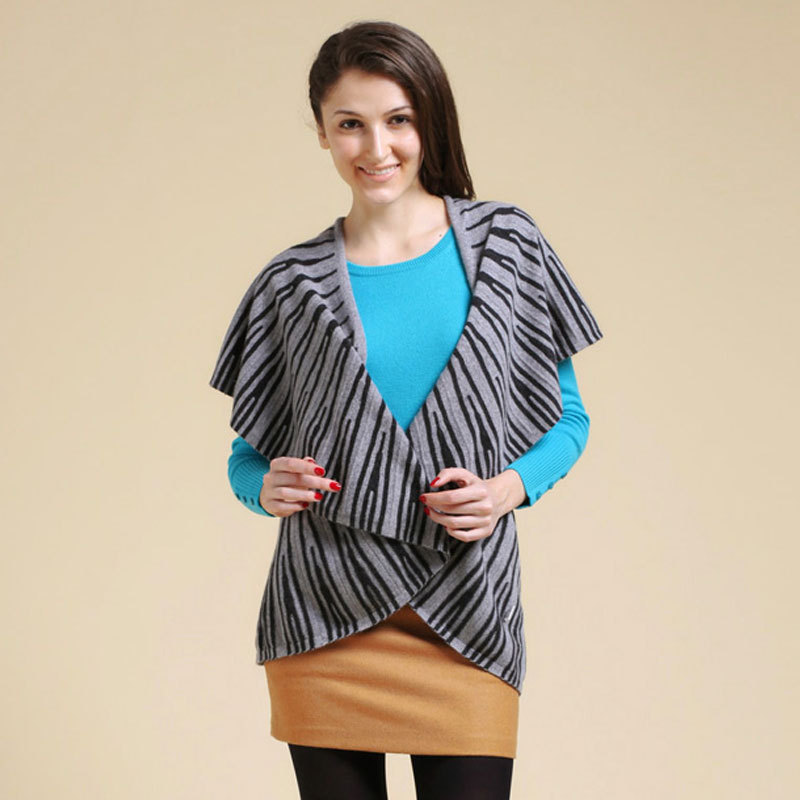 Silver ordovician fashion cashmere fashion zebra print women's cape cashmere