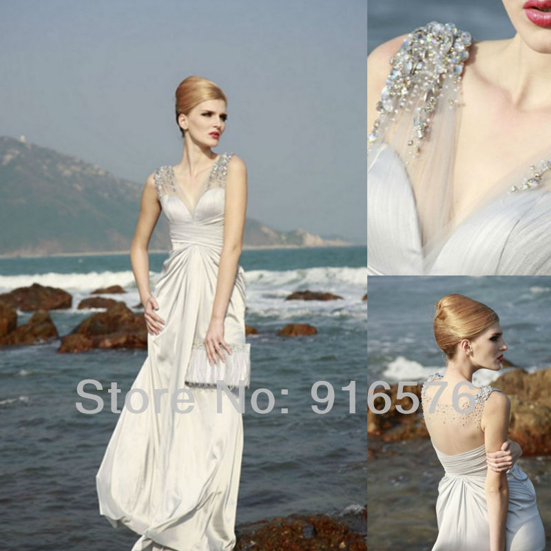 silvery a line long floor length cheap evening dresses for free shipping evening dress swarovski discount sexy wedding gown