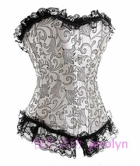 Silvery white jacquard fashion royal shapewear corset body shaping underwear formal dress thin