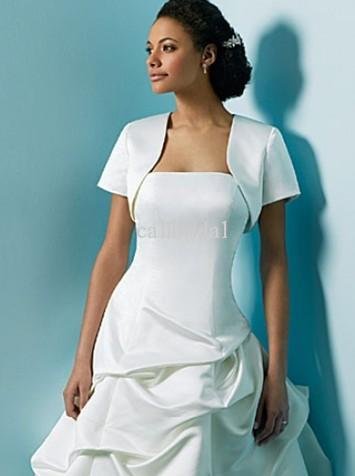 Simple Elegant White Satin Jackets For Bridal/Wedding Wraps