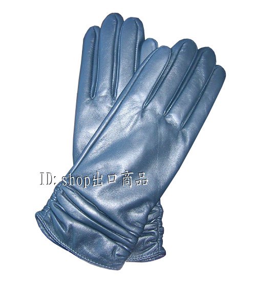 Simple fashion women's pumping genuine leather sheepskin gloves star blue black color