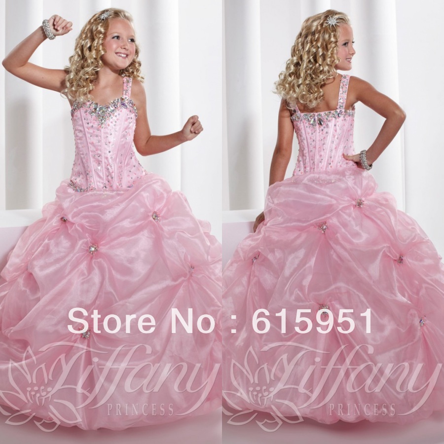 Simple Stunning Floor Length Pageant Dress Light Pink Beaded Strap Long Girls Pageant Gown JY265