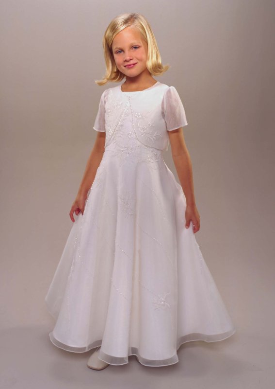 Simple Style Embroidery A-line Floor Length Organza First Communion Dresses With Jacket