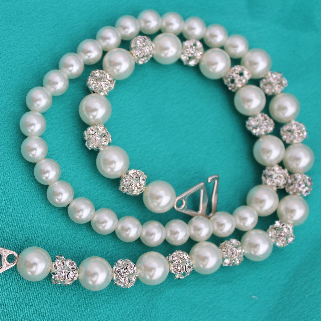 Simulated-pearl halter-neck shoulder strap