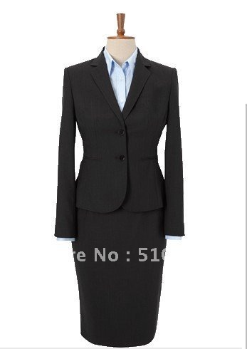 Single-Breasted 2 Button Wool women Suit and Women Dress four pieces gray women suit (jacket+vest+skirt+pants)