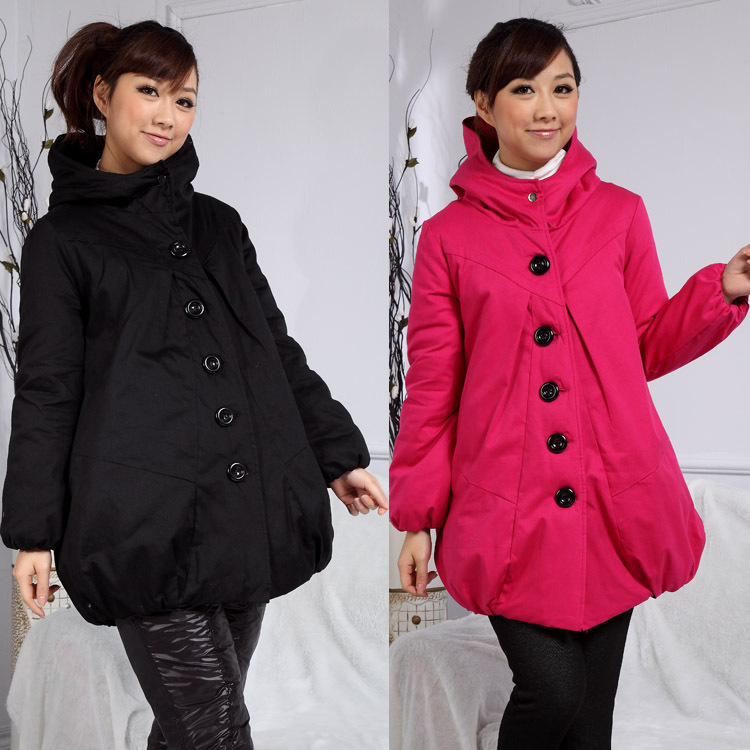 Single breasted 2013 long-sleeve hooded down coat overcoat maternity clothing cotton-padded jacket plus size wadded jacket