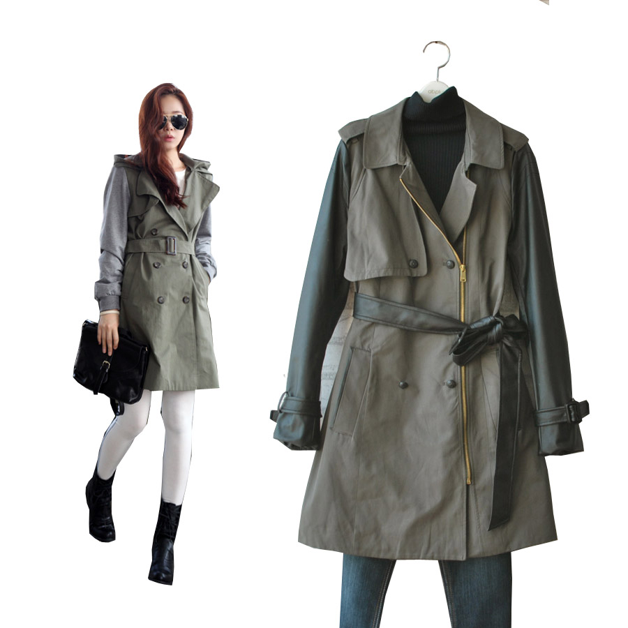 Single colorant match trench double breasted OL 2012 autumn outfit plus size available