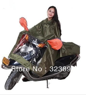 Single motorcycle raincoat electric bicycle raincoat long hat brim oxford fabric thickening plus size