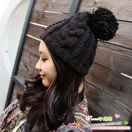 Single vintage handmade knitted hat lovers design twist hair ball knitted hat male hat male