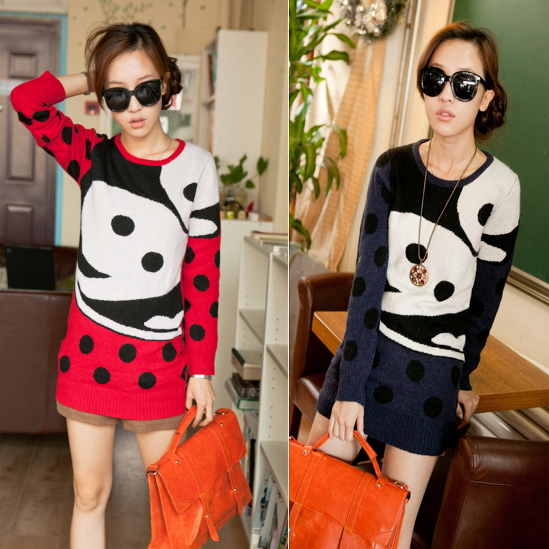 Sisouhor big MICKEY pullover sweater medium-long sweater - 20737 free shipping