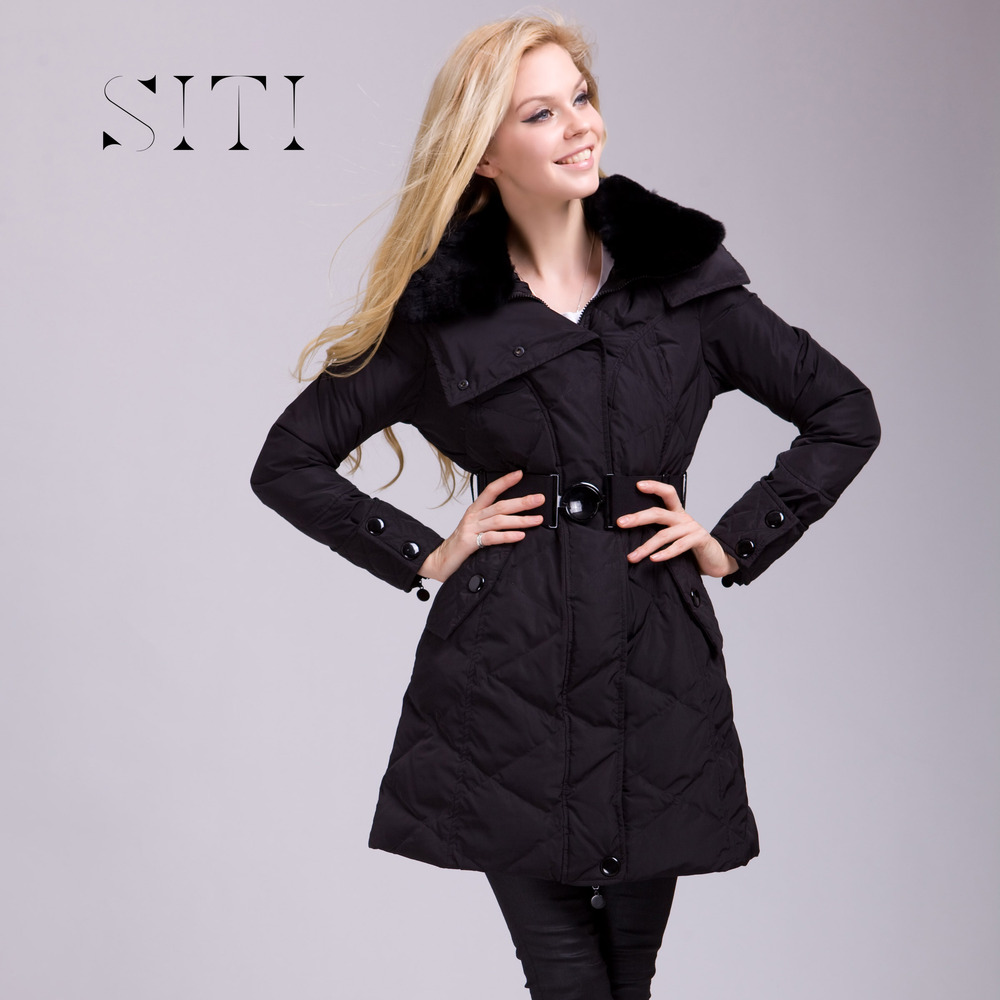 SITI 2012 long winter warm down coat rex rabbit fur slim